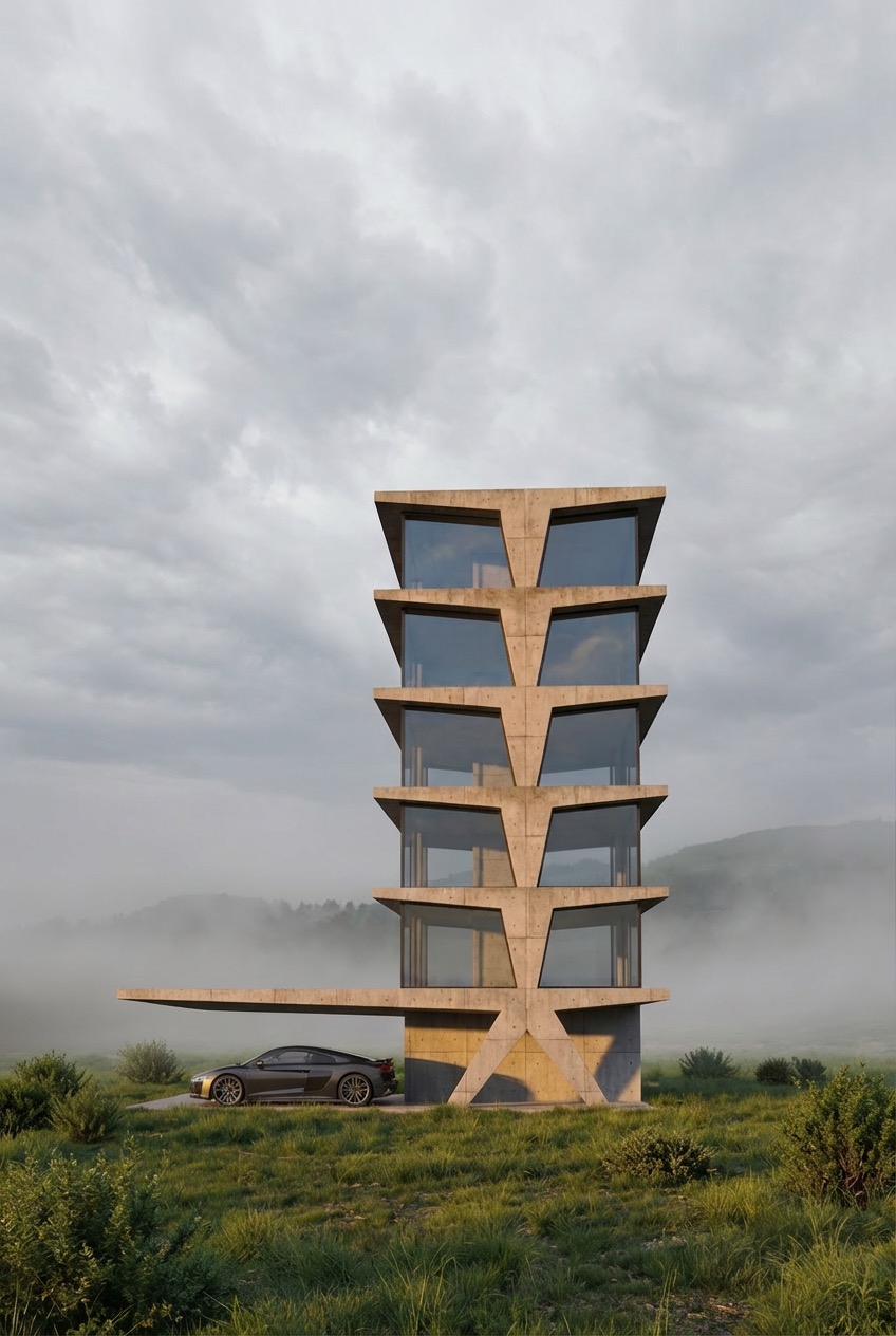 Contemporary residential exterior AI architectural render